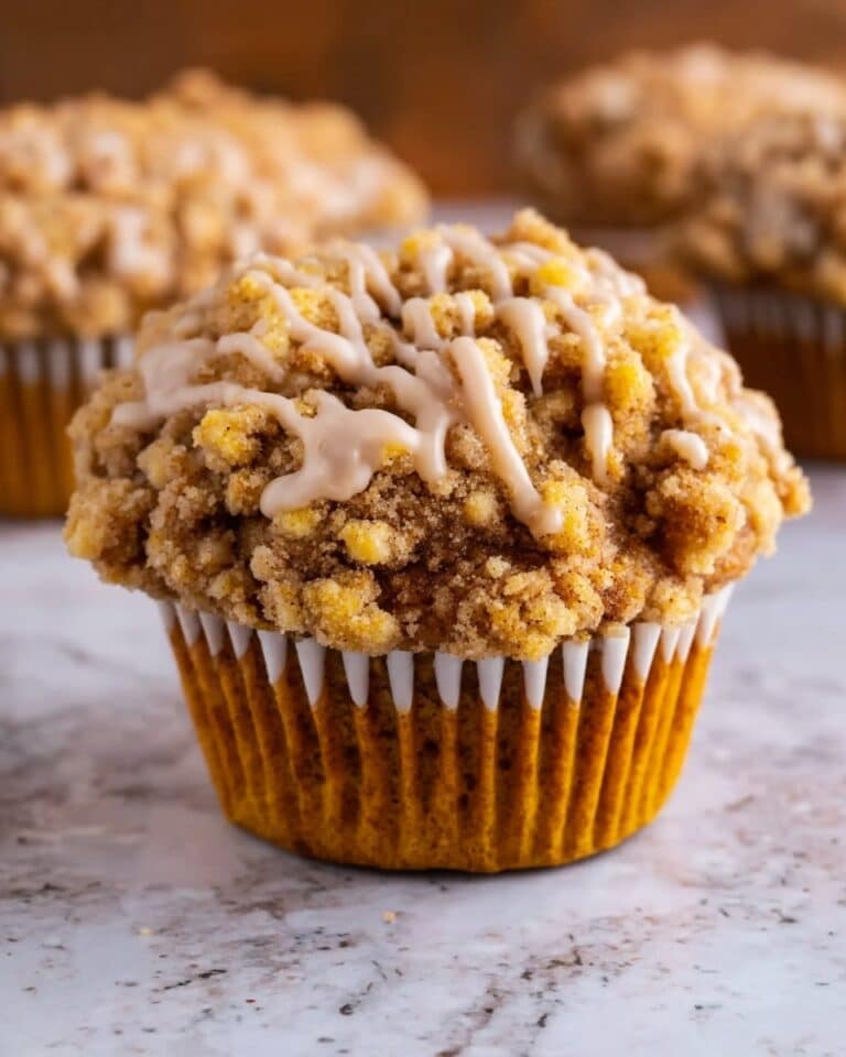 Pumpkin Muffins with Crumb Topping and Spiced Glaze Recipe