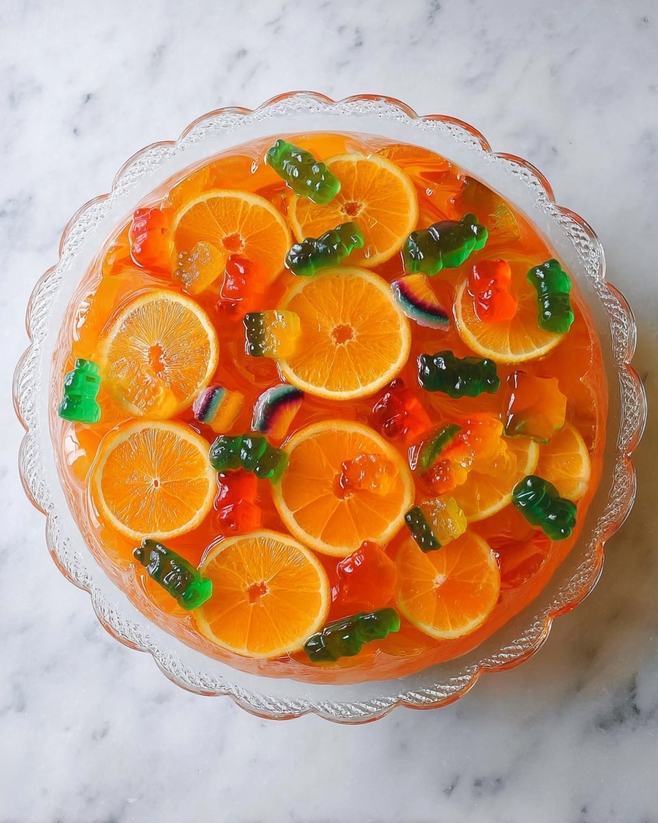 The image shows three small clear glass jars filled with bright orange liquid, each marked with black measurement lines up to 250 ml. The jars have cork lids with Halloween-themed black straws decorated with small skulls and pumpkins inserted through them. Some green pieces float in the liquid near the bottom of the jars. In the background, there is a large clear glass bowl filled with the same orange drink. The jars and bowl are placed on a white marbled surface with a small black bat-shaped paper decoration near the closest jar. The lighting is soft and natural, highlighting the vibrant colors and textures of the drink and glass. Photo taken with an iphone --ar 4:5 --v 7