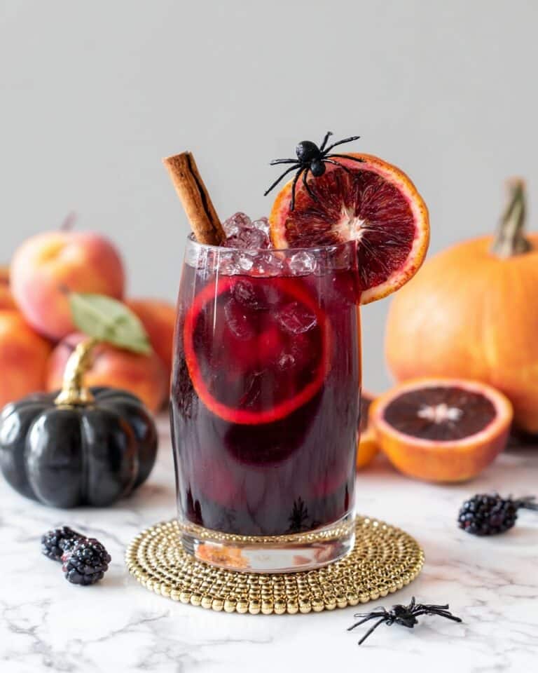 Halloween Mocktail Sangria with Fresh Fruit and Spices Recipe