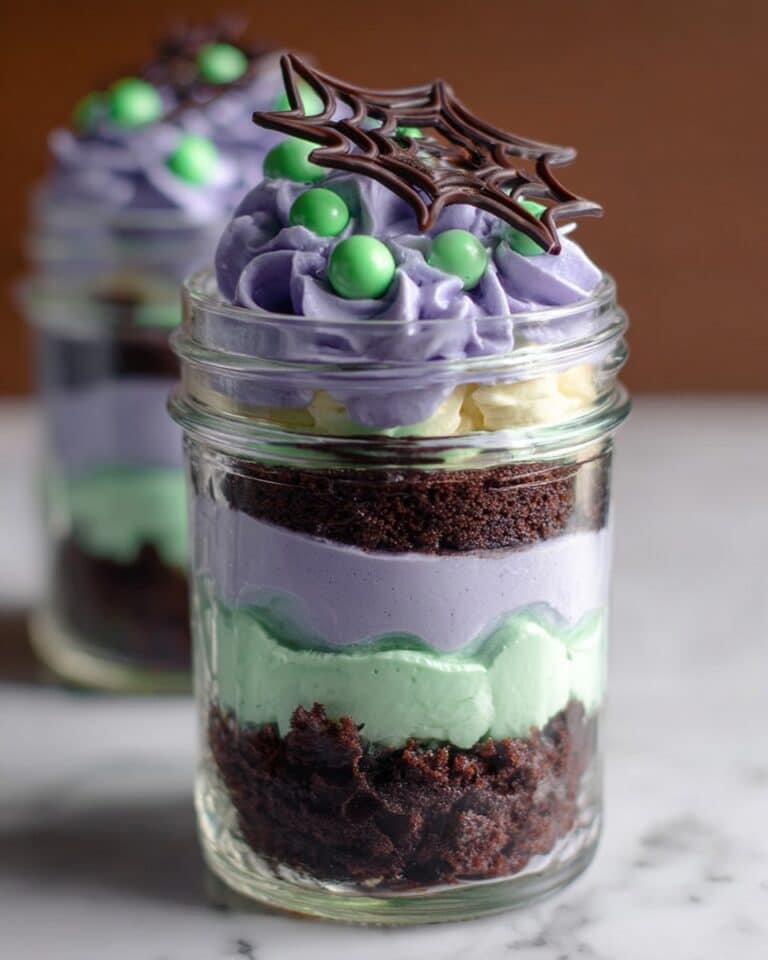 Mason Jar Cakes with Spider Web Decorations Recipe
