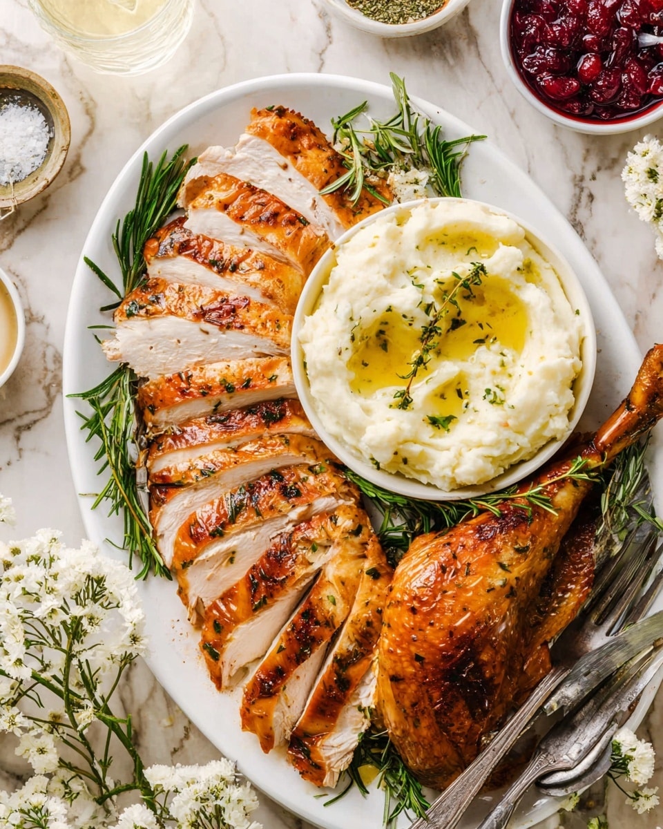 Roasted Herb Butter Turkey Recipe - Serving Suggestion