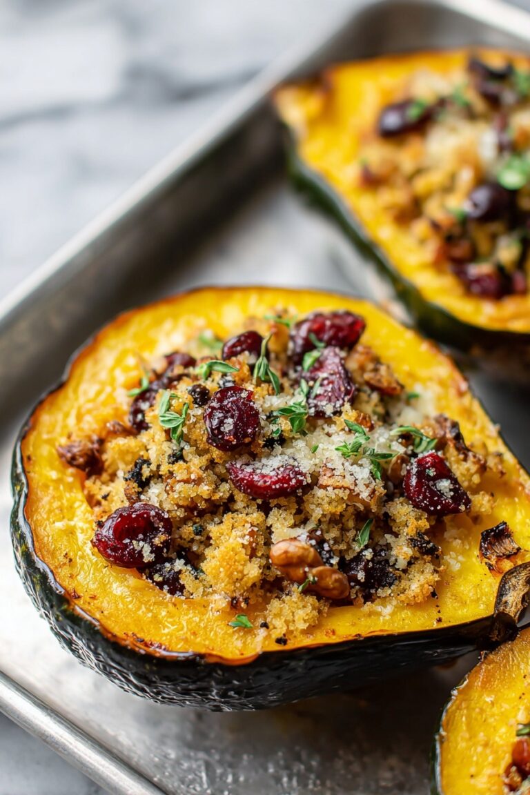 Stuffed Acorn Squash with Turkey, Apples, Cranberries, and Pecans Recipe