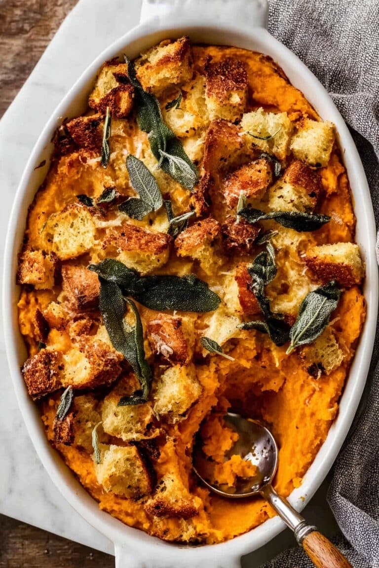 Savory Sweet Potato Casserole with Sage and Parmesan Recipe