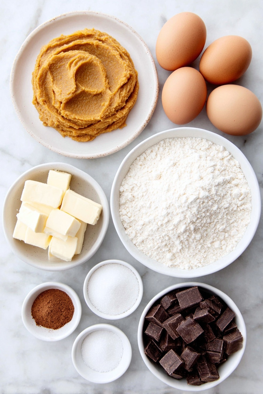 Chewy Pumpkin Chocolate Chip Cookies, pumpkin spice cookies, fall chocolate chip cookies, soft pumpkin cookies with chocolate, easy pumpkin cookies recipe - Flat lay of a small mound of cold unsalted butter with a pale yellow hue, a neat pile of bright orange smooth pumpkin puree spread on a simple white plate, two large brown eggs with clean shells, a small white bowl filled with fine white granulated sugar, a small white bowl containing light golden packed brown sugar, a small white bowl holding pure vanilla extract, a small neat heap of all-purpose flour, a small white bowl with warm-toned pumpkin spice powder, a small white bowl with fine white baking soda powder, a small white bowl of fine sea salt, and a small white bowl overflowing with glossy dark chocolate chunks, all arranged in perfect symmetry on a clean white marble surface, soft natural light, photo taken with an iPhone, professional food photography style, fresh ingredients, white ceramic bowls, no bottles, no duplicates, no utensils, no packaging --ar 2:3 --v 7 --p awthu7i m7354615311229779997