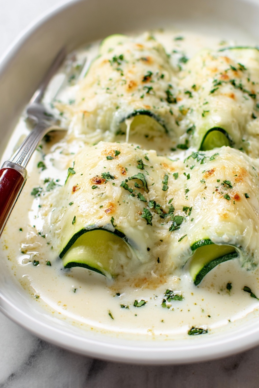 Chicken Alfredo Zucchini Roll Ups Recipe - Serving Suggestion