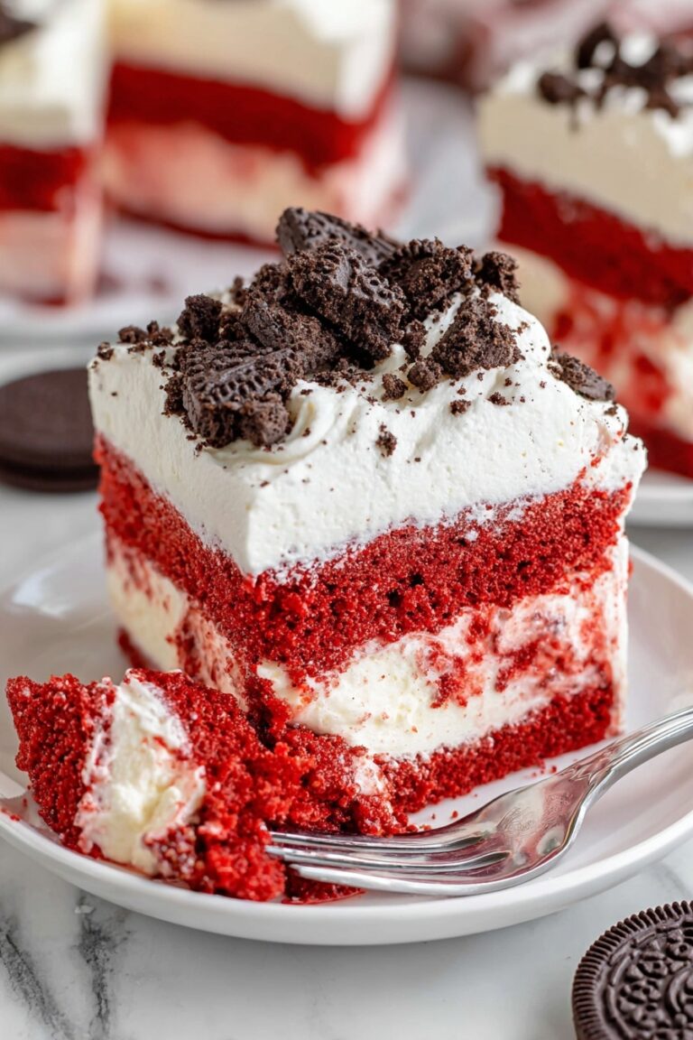 Red Velvet Poke Cake with Cheesecake Filling Recipe