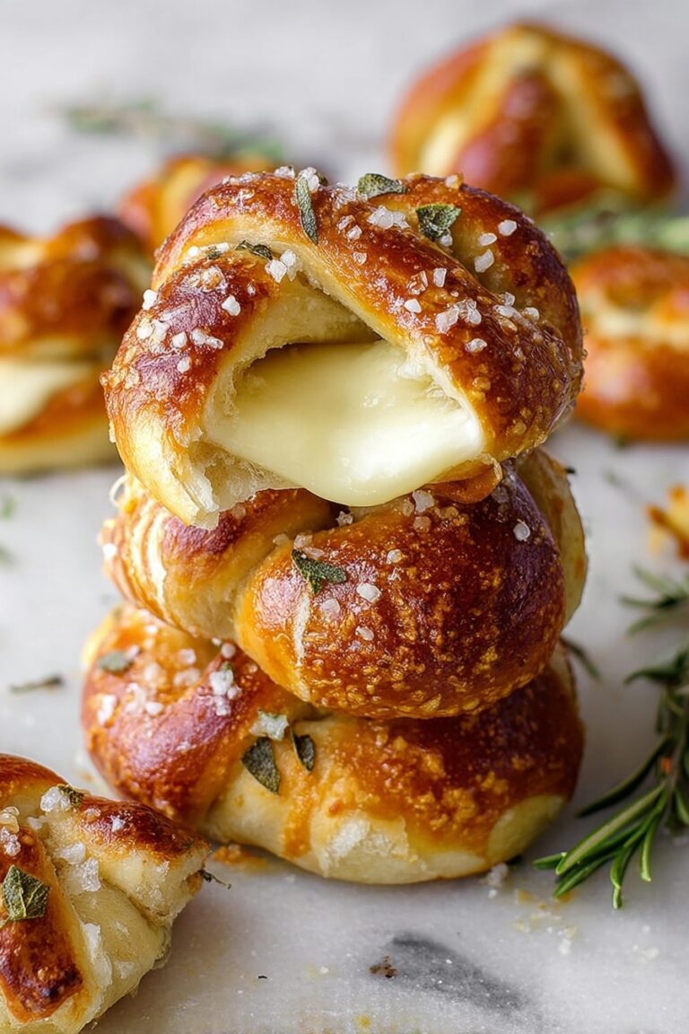 Mozzarella Stuffed Rosemary Soft Pretzels Recipe