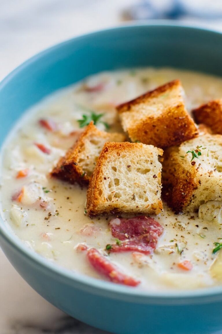 Reuben Soup with Swiss Cheese and Sauerkraut Recipe