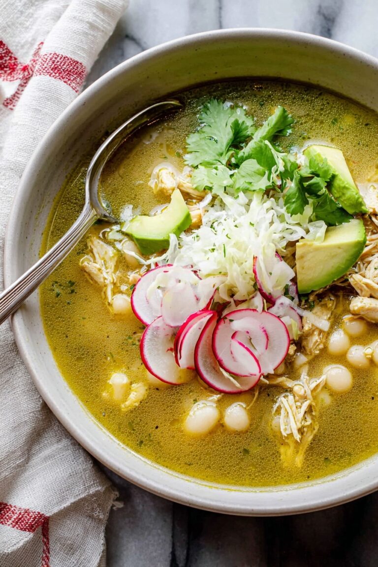 Healthy Chicken Pozole Verde Soup Recipe