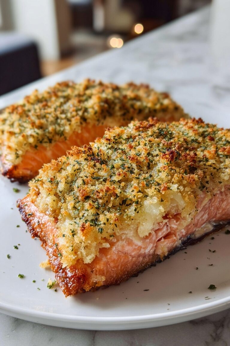 Crispy Parmesan Crusted Baked Salmon Recipe