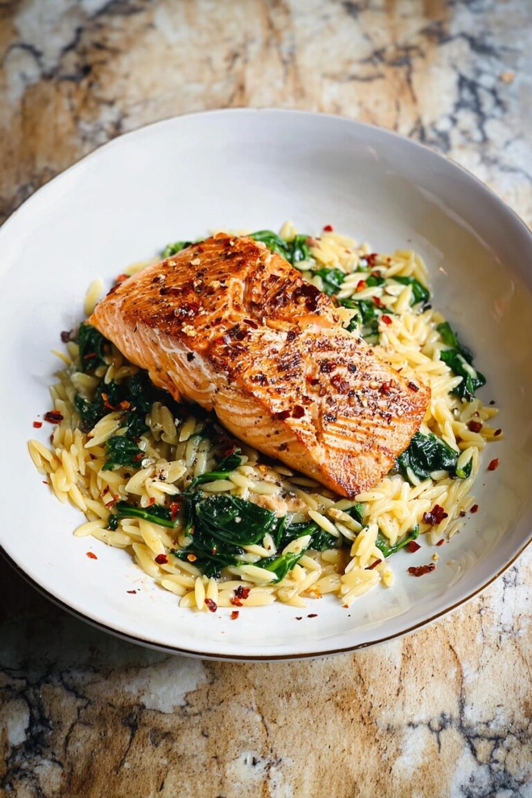 Lemon Parmesan Salmon with Orzo Recipe
