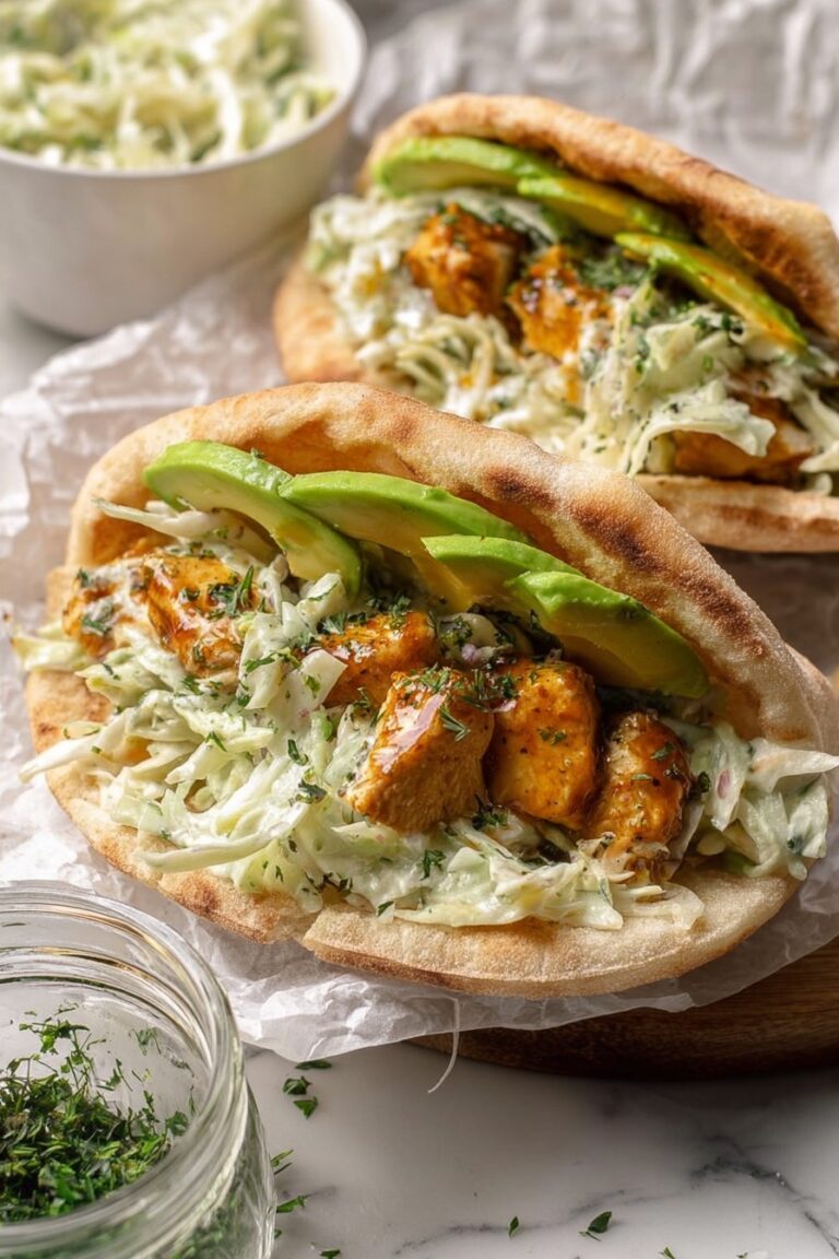 Sheet Pan Chicken Pitas with Herby Ranch Slaw Recipe
